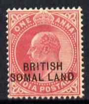 Somaliland 1903 KE7 opt at bottom on 1a carmine with 'SOM...