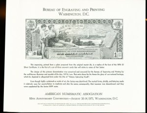 1971 NSC4 - American Numismatic Association  BEP card  8x10 - SUPERB
