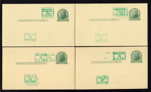 UX39 Mint ERROR Postal Cards 4 Cards 5-SURCHARGE ERRORS each