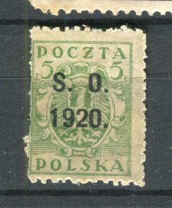 POLAND; 1920 Silesia Optd. issue ' 1920 S.O. ' Mint hinged 5f. value