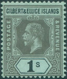 Gilbert & Ellice Islands 1912 1s black on green SG20 unused