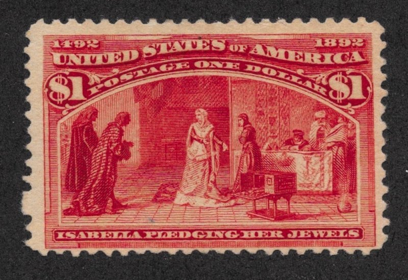241 Unused, $1 Columbian, No Gum,  scv: $600,  Free Insured Shipping,