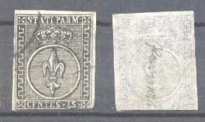 Italy Parma 1852 Coat of arms 15C Mi.3P black on white paper PROOFS SIGNED us...