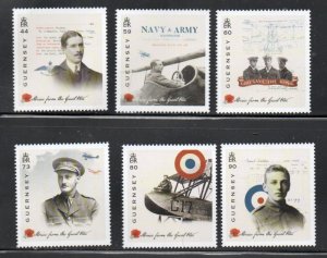 Guernsey Sc 1409-1414 2017 World War I Anniversary stamp set mint NH