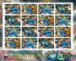 Micronesia 2009 - WWF Mandarin Fish - Sheet of 16 Perf Stamps Scott #848 MNH