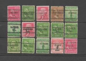 30 Illinois Cities and Towns Precancels, Used, Hinged