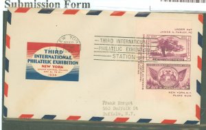 US 778a/778c 1936 TIPEX two imperf stamps from the mini sheet on an addressed FDC with an unknown cachet