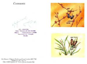 Bhutan 1990 Butterflies - Chestnut Tiger & Common Map...