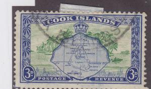 Cook Islands 134 Aitutaki, map and palms.1949