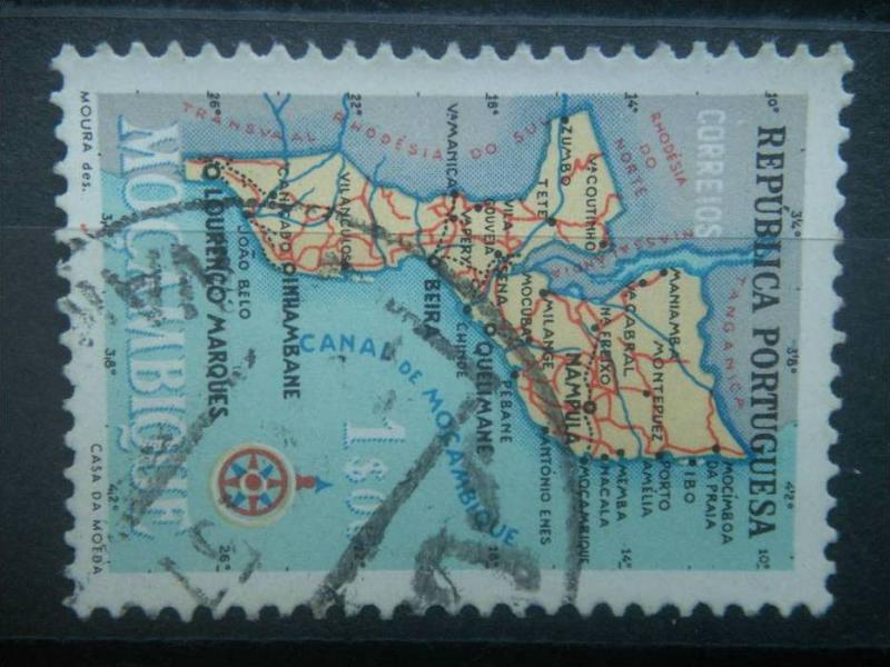 MOZAMBIQUE, 1954, used 1e, Map Scott 390