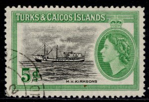 TURKS & CAICOS ISLANDS QEII SG235, 5d black & bright green, FINE USED. 