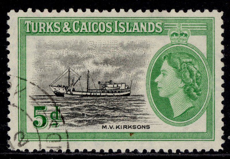 TURKS & CAICOS ISLANDS QEII SG235, 5d black & bright green, FINE USED.