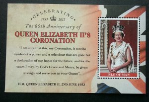 *FREE SHIP Isle Of Man 60th Anniversary Queen Coronation 2013 Royal (ms) MNH