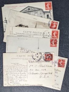 EDW1949SELL : FRANCE 6 postcards c1910 to USA Esperanto messages