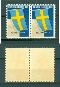 Sweden Poster Stamp Mnh.1957. National Day June 6. Swedish Flag. Pair.