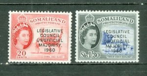 SOMALILAND PROT.  1957 QE OVPTS #140-141 SET MINT NO THINS