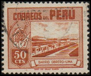 Peru 440 - Used - 50c Worker's Houses, Lima (1951)