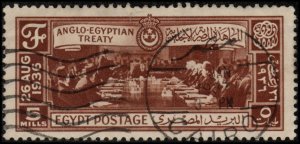 Egypt 203 - Used - 5m Signing the Anglo-Egyptian Treaty (1936) (cv $1.10)