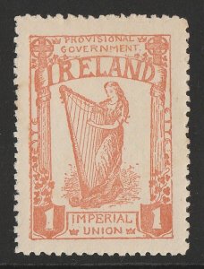 IRELAND 1912 Imperial Union (1d) dull orange propaganda label, perf 11. MNH **.