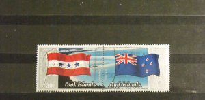 9003   Cook Islands   Used # 736   Flags Rarotonga & New Zealand   CV$ 2.00