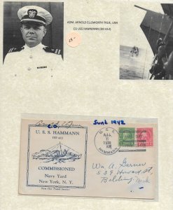 1939 Adm Arnold True, USN C.O. USS Hammann DD-412 to Belding, Mi (54427)