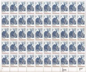 Massachusetts Statehood Sheet of Fifty 22 Cent Postage Stamps Scott 2341