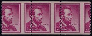 1058 - Scarce Misperf Error / EFO  Strip of 3 Lincoln Mint NH