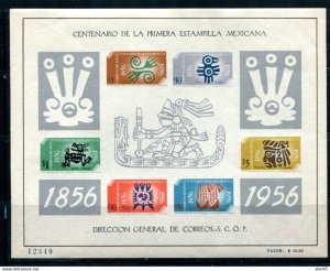 Mexico 1956 2 SS Perf+Imperf Sc C234a/896a Centenary of 1st st CV $150 14369