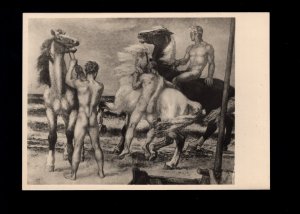 Germany Nazi Approved Art House German Art Card Horses Naked Men Pieper H1