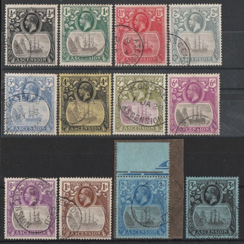 ASCENSION 1924 KGV Ship set ½d to 3/-. 