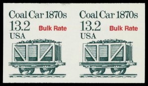 United States #2259a Mint nh superb  pair Cat$75 1988, 13.2¢ Coal Car, horiz...