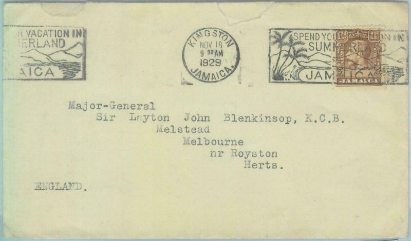 83374  - JAMAICA - POSTAL HISTORY - PROPAGANDA Postmark on COVER to UK  1929