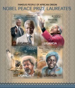 UGANDA - 2013 -Nobel Prize Winners of African Or-Perf 4v Sheet-Mint Never Hinged