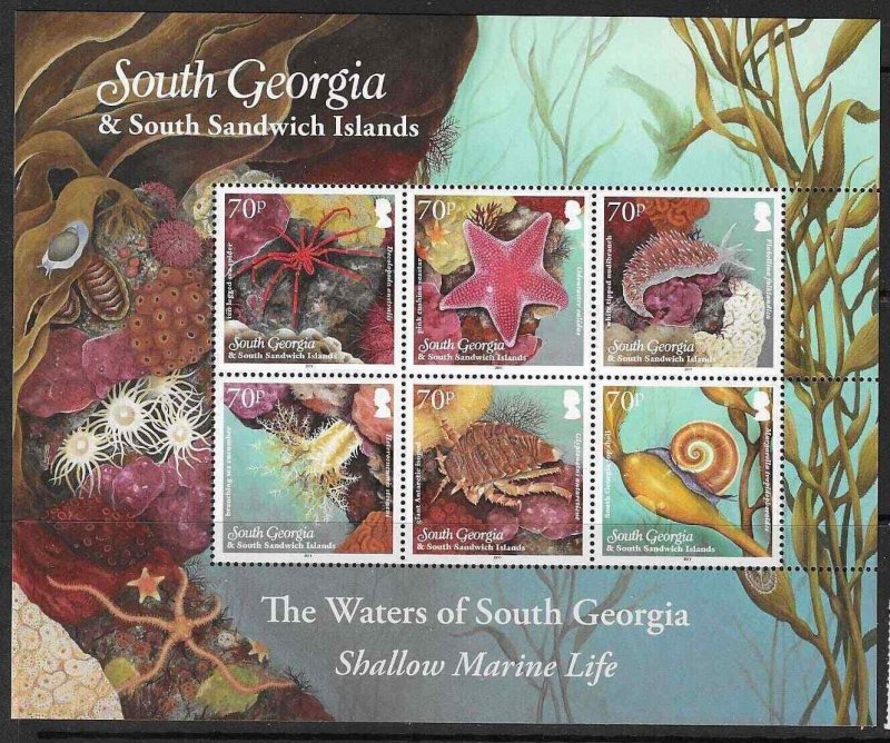 S.GEORGIA & S.SANDWICH IS. SG550a 2012 SHALLOW MARINE LIFE SHEETLET  MNH