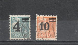 Denmark  Scott#  244-245  Used  (1934 Surcharged)