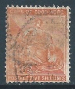 Cape Of Good Hope #54 Used 5sh Hope & Symbols of Colony w/o Frame Line - Wm...