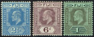 FIJI 1906 KEVII 21/2D 6D AND 1/- WMK MULTI CROWN CA