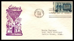 US 963 Youth Month Ioor Typed FDC