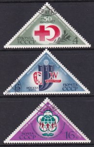 Russia 1973 Sc 4066-8 Red Cross Crescent Int'l Theater Institute Youth Stamp CTO