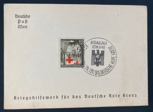 1940 Krakow GG General Government Germany First Day PC Cover Red Cross Issue