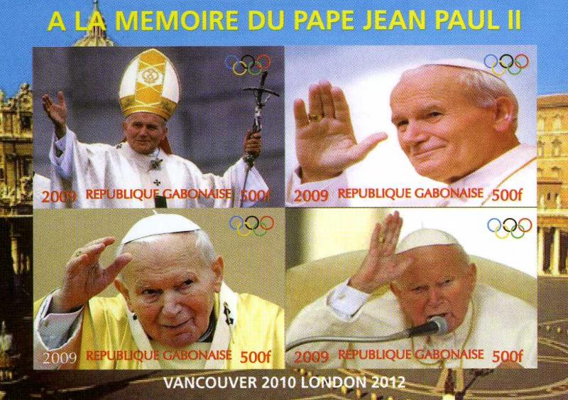 Gabon 2009 POPE JOHN PAUL II Memory Sheet (4) Imperforated Mint (NH)