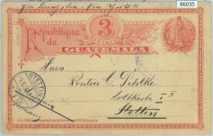 86035 - GUATEMALA - POSTAL HISTORY -  STATIONERY CARD to STETTIN Poland 1893