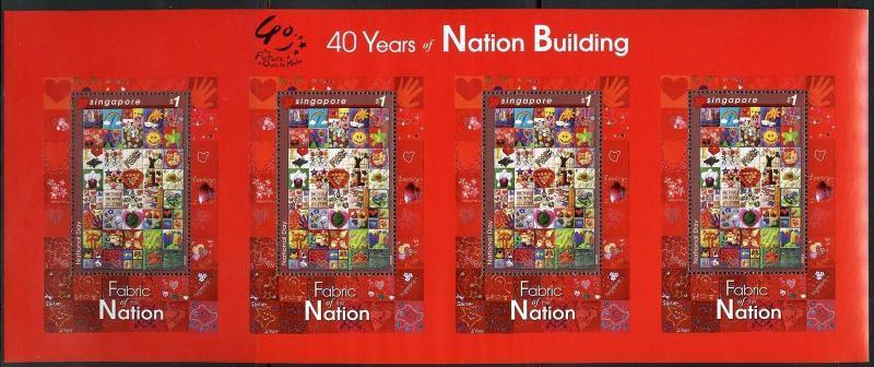 SINGAPORE 40 YEARS OF NATION BUILDING SHEET MINT  NH