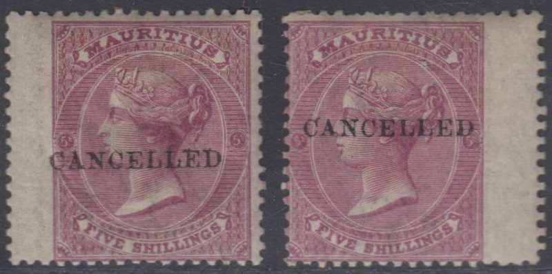 BC MAURITIUS 1863-72 QV Sc 41 & 41a TOP VALUES CANCELLED HINGED MINT SCV$310+ 