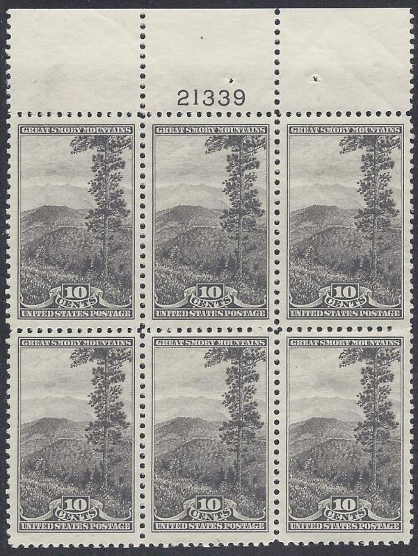 749 Plate block of 6 NP National Park 10cent Great Smokey NC