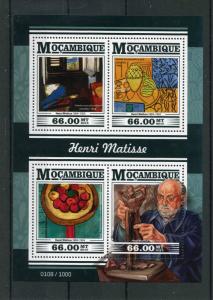 Mozambique 2015 MNH Henri Matisse 4v M/S Paintings Interior Violin Yellow Blue