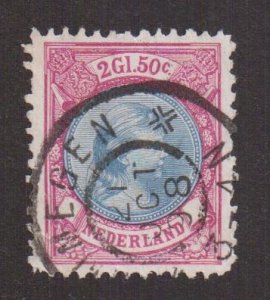 Netherlands  #53  used  1896  used  2.50g  Wilhelmina