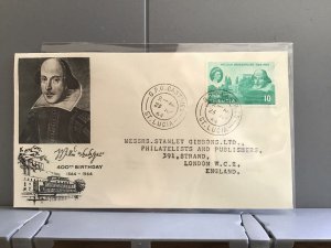 William Shakespeare Birthday   1964 Stanley Gibbons St Lucia stamp cover R29316