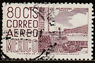 MEXICO C472, 80c 1950 Defin 9th Issue Unwmkd Fosfo Coated. USED. F-VF. (1455)