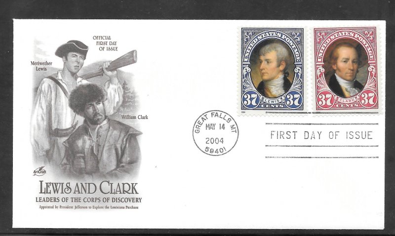 Just Fun Cover #3855-56 FDC GREAT FALLS MT. MAY/14/2004 Artcraft Cachet. (A1429)